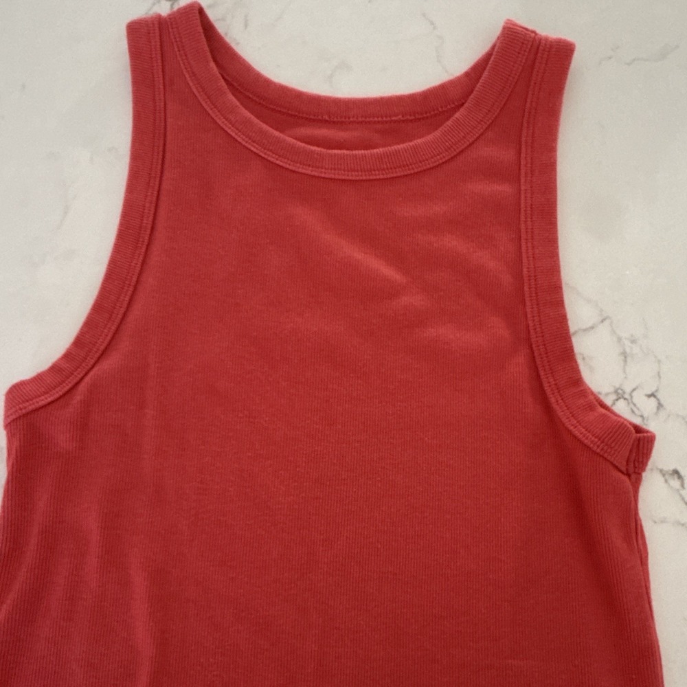 A New Day Girls Large Red Ribbed Knit Stretch Crewneck Sleeveless Tank - Picture 3 of 6